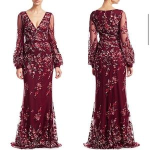 David Meister floral embroidered size 12 gown. NWOT